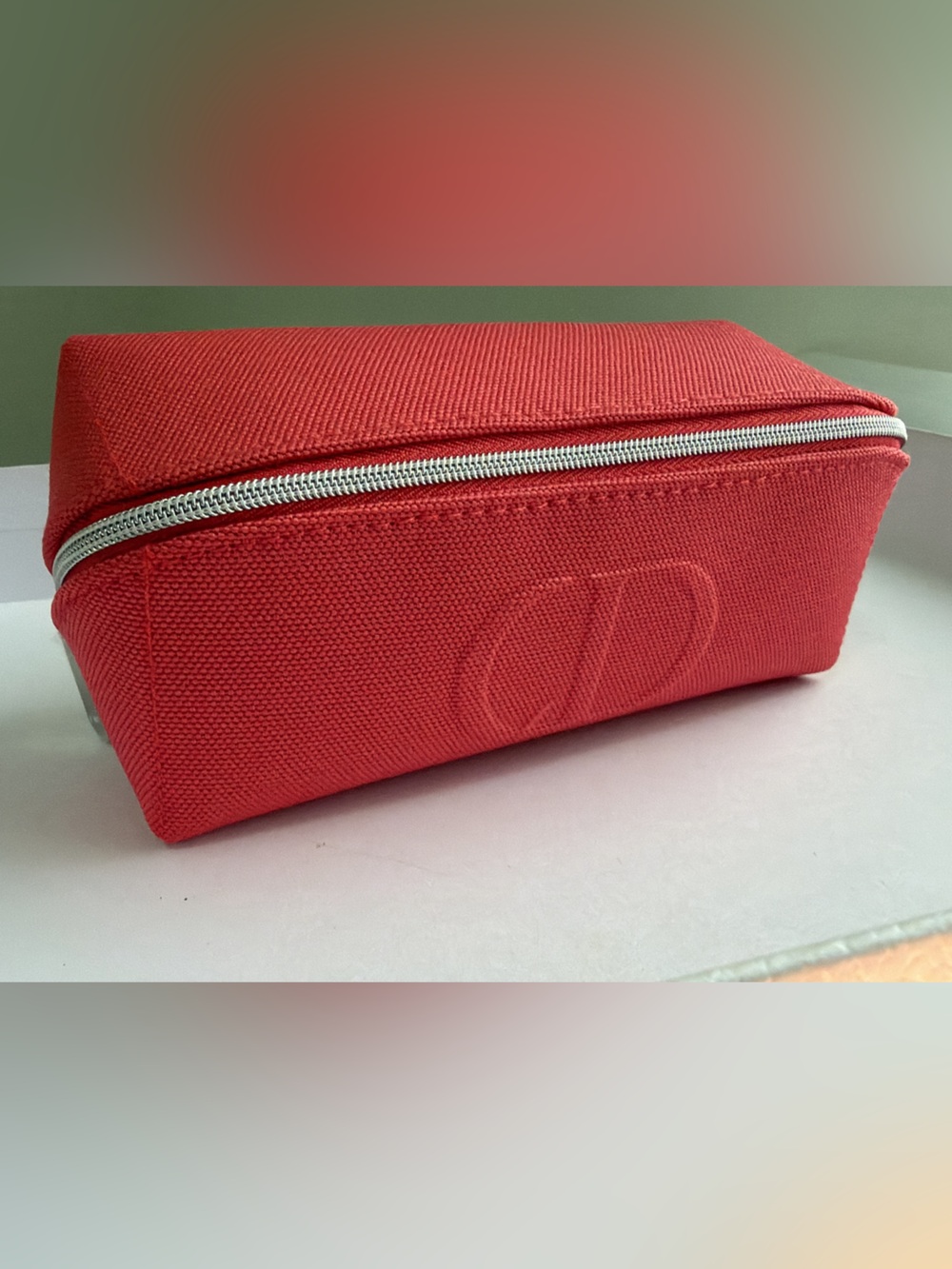 New & authentic Dior coral color  Canvas Cosmetic Pouch with Zipper